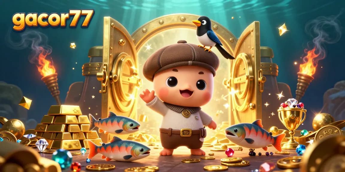 Gacor77 membawa keberuntungan dengan karakter lucu dalam ilustrasi kasino 3D yang menggemaskan.