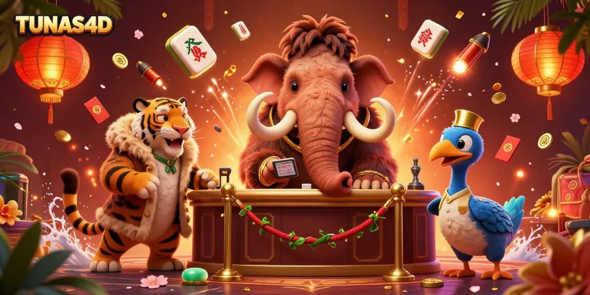 TUNAS4D offers an exhilarating casino experience with a woolly mammoth bouncer and saber-tooth VIP guest at the door.