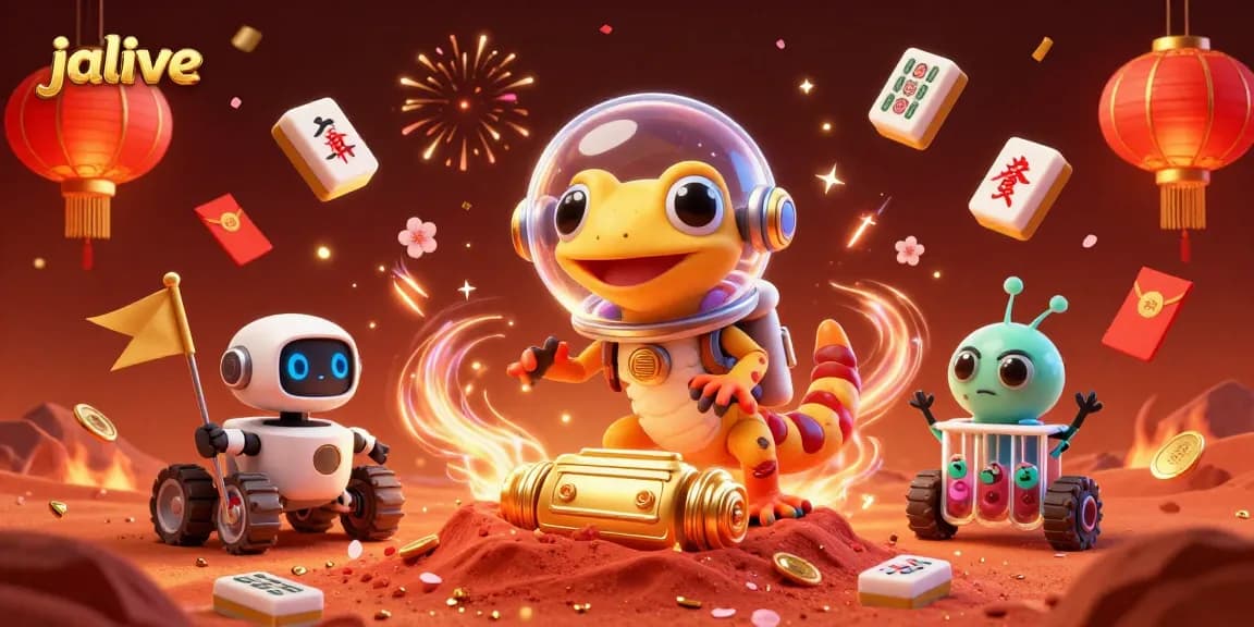 Experience the excitement of jalalive with a vibrant casino and alien adventure illustration.