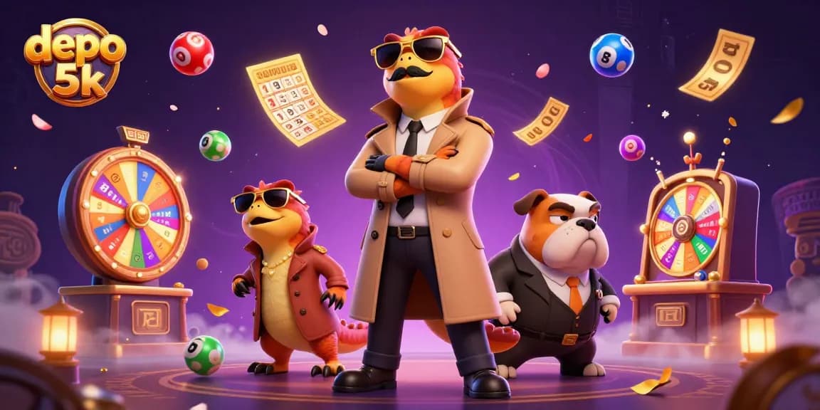 Engage in thrilling gameplay with depo 5k as cartoon raptors outsmart a bouncer at a vibrant casino.