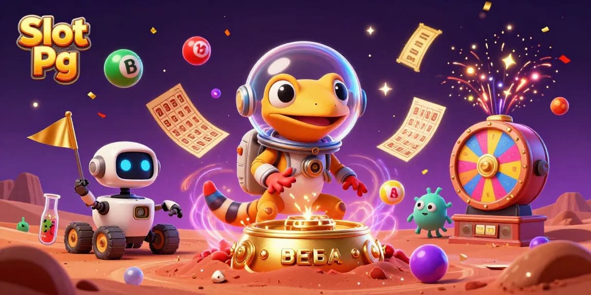 Experience thrilling moments at Slot Pg with vibrant colorful lottery balls and dynamic casino elements