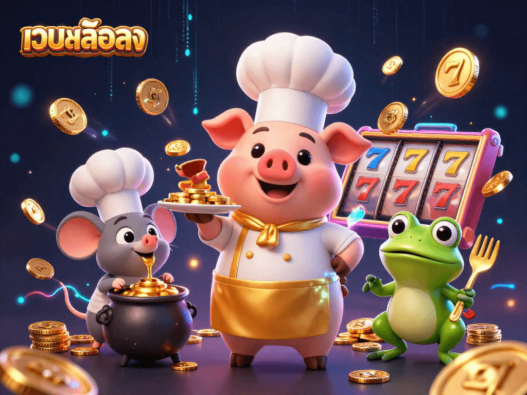 Engage with เว็บสล็อตตรง featuring vibrant 3D cartoon characters in a dynamic slot scene.