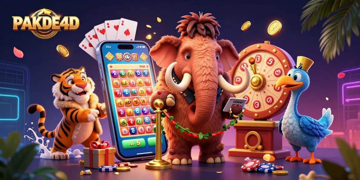 Engage with PAKDE4D lottery excitement featuring a vibrant scene with a woolly mammoth bouncer.