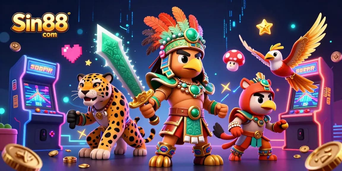 Experience thrilling gameplay at Sin88 com with an action-packed 3D casino scene featuring dynamic characters and vibrant gaming elements.