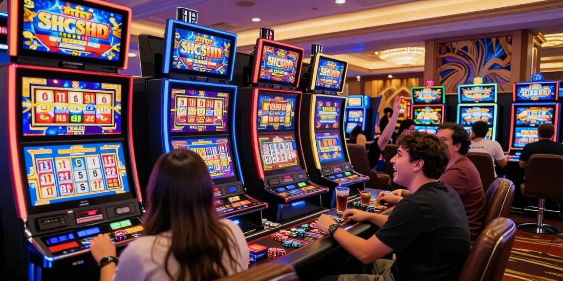 Players experiencing the excitement of situs slot games in a lively casino environment.
