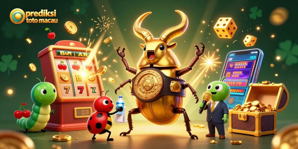 Engage in prediksi toto macau strategies with vibrant 3D illustration of casino elements and characters.