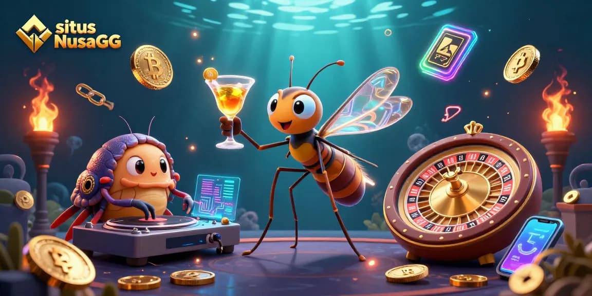 Experience situs NusaGG with thrilling casino elements and vibrant 3D illustration.