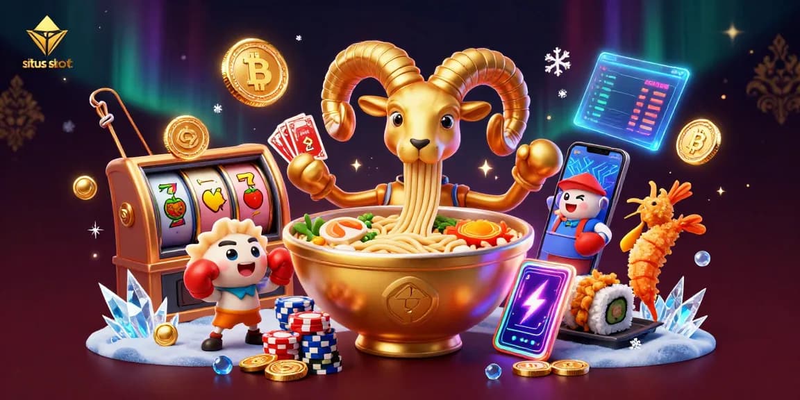 Gambarkan situs slot dengan karakter unik dan simbol slot yang menarik dalam ilustrasi 3D.