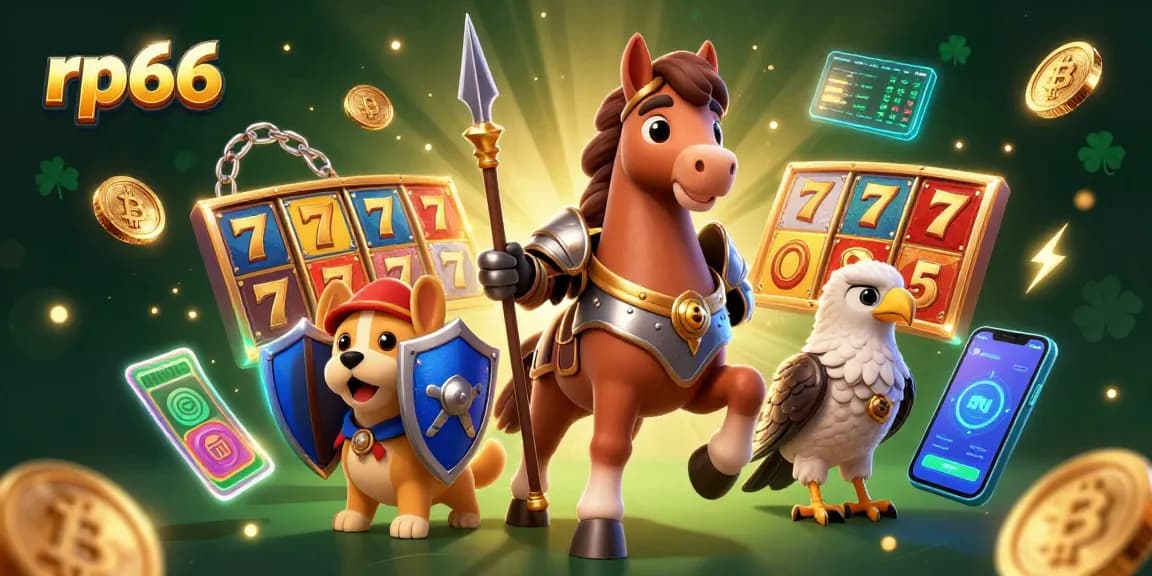 Experience excitement at rp66 with slot reels and cryptocurrency coins in a vibrant casino setting.