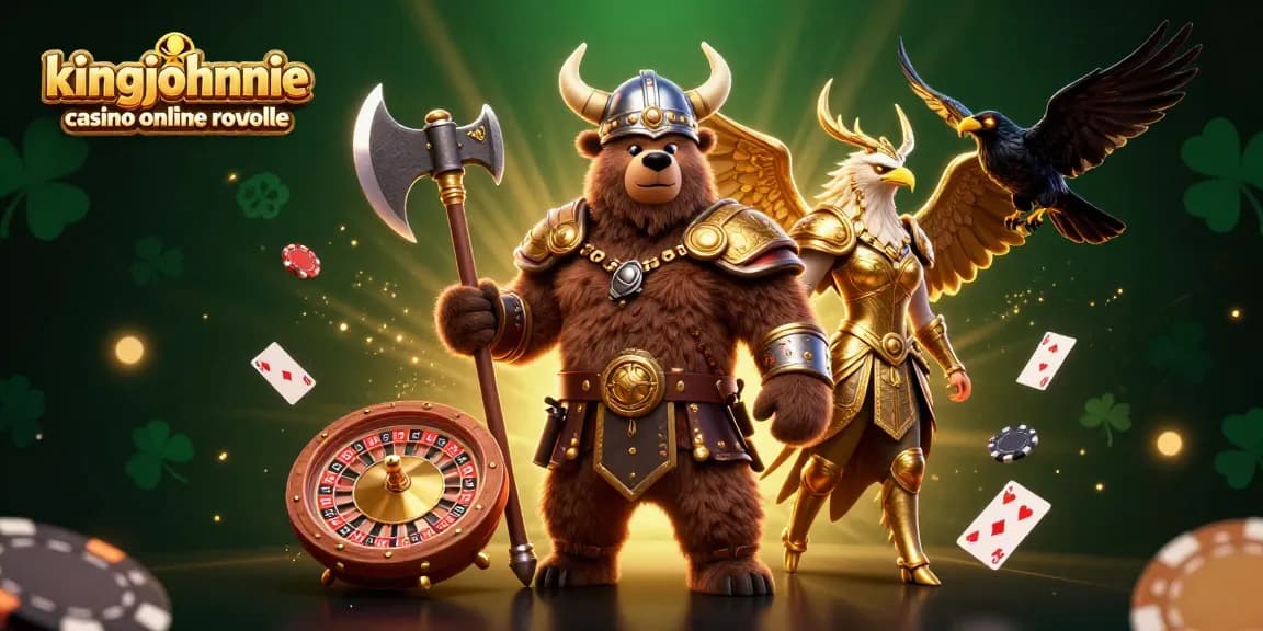 Experience the thrilling kingjohnnie casino online roulette with a Viking bear and Valkyrie characters.