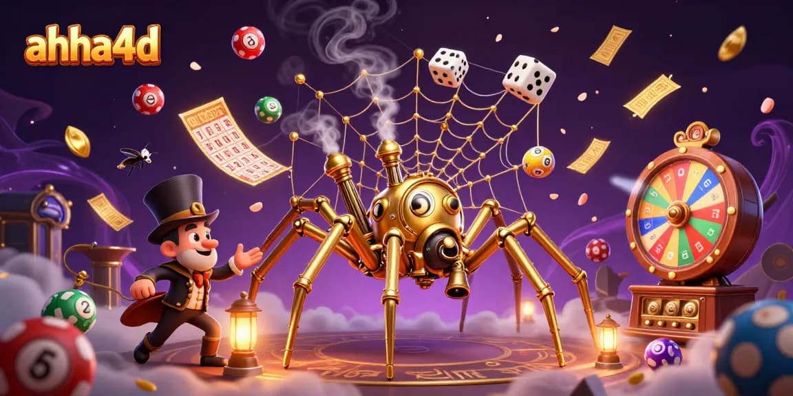 Catch lucky dice in the ahha4d steampunk web amidst vibrant gambling elements.