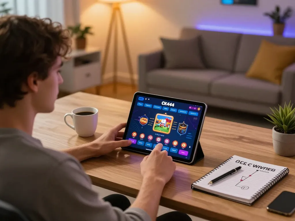 Enjoying online gaming at https://ck444s.net/ with a cozy setup, engaging in responsible gaming strategies.