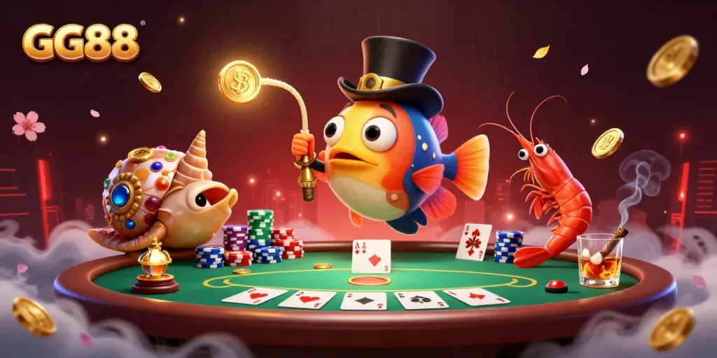 Engage with GG88 and immerse yourself in a vibrant casino-themed underwater adventure.