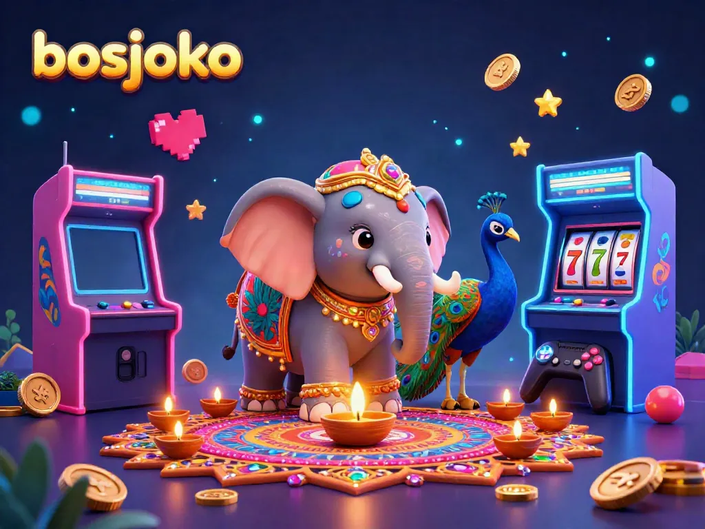 Experience the vibrant universe of bosjoko, where colorful Diwali-themed elements collide with enchanting casino features.