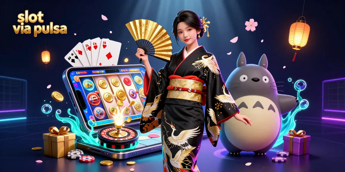 Play exciting games at slot via pulsa with a vibrant 3D illustration showcasing thrilling casino elements.
