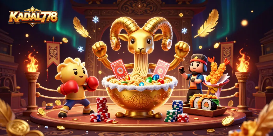 KADAL778 brings excitement with a vibrant 3D casino scene featuring unique characters dealing cards and stacking chips.