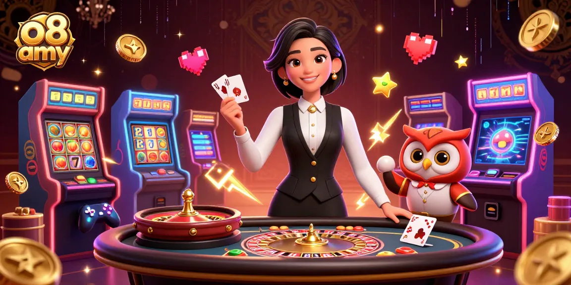Experience the excitement of o8 army's vibrant casino atmosphere with game elements and dealers.