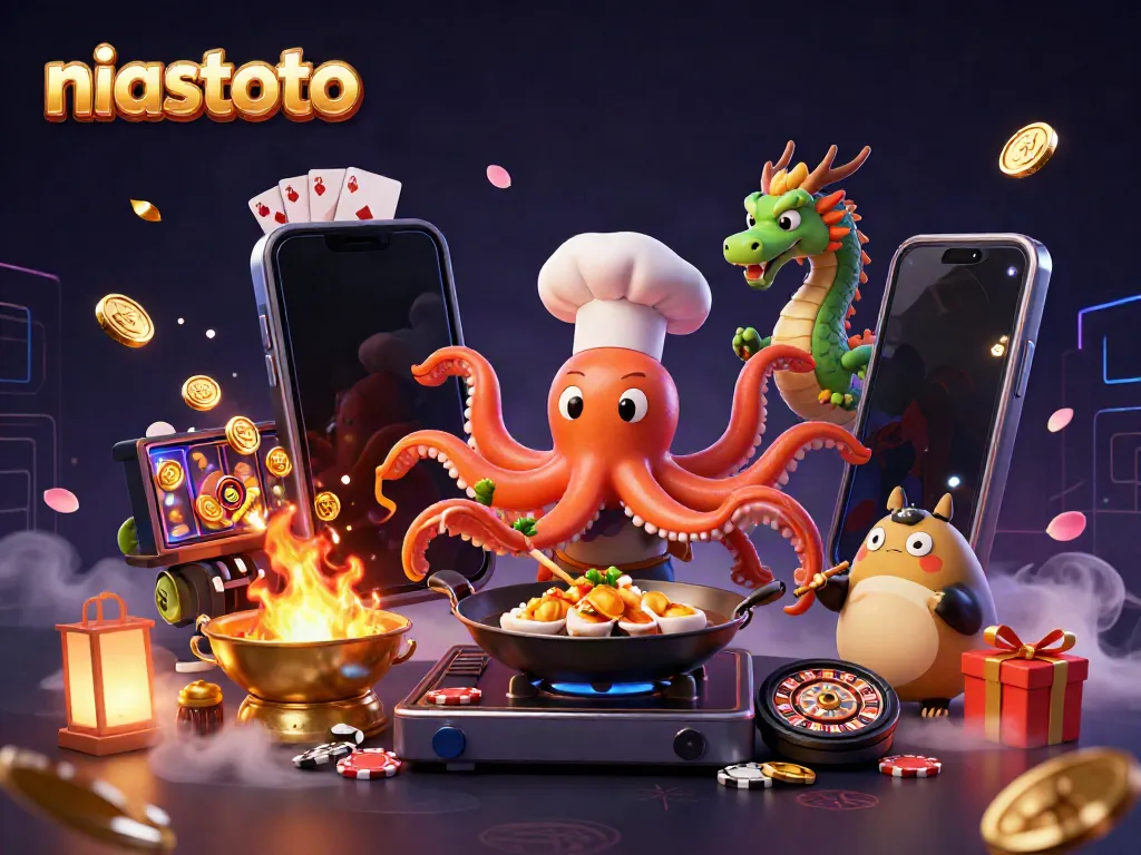 Engage with niastoto's thrilling gaming universe featuring dynamic 3D characters and colorful slot elements.