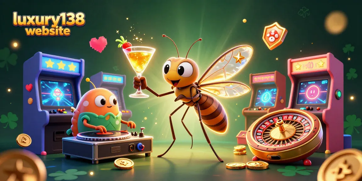 Experience the thrills of winning at the luxury138 website with a lively casino scene full of colorful gaming elements.