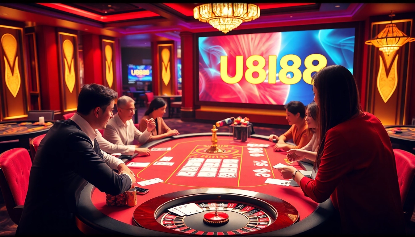 Experience high-stakes gaming at Nhà cái U888 with thrilling casino elements and vibrant atmosphere.