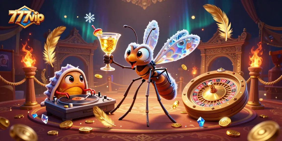 Experience thrilling gaming action with 777vip, featuring a vibrant casino mascot and golden roulette.