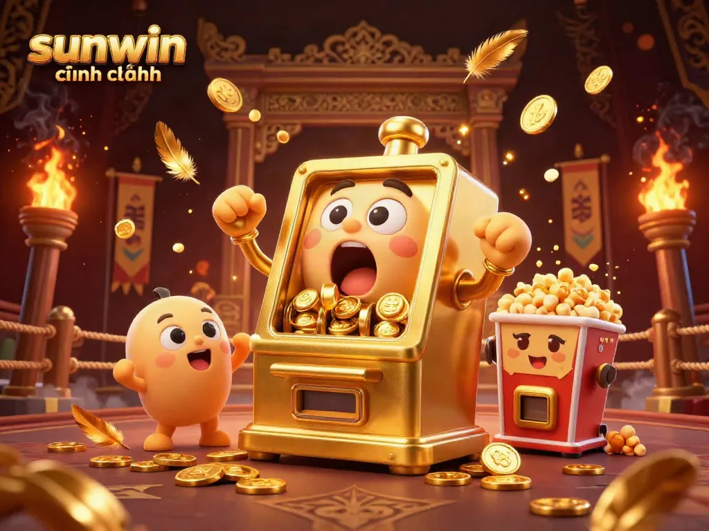 Experience the exhilarating sunwin chính hãng slot action with gold coins pouring from the winning machine.