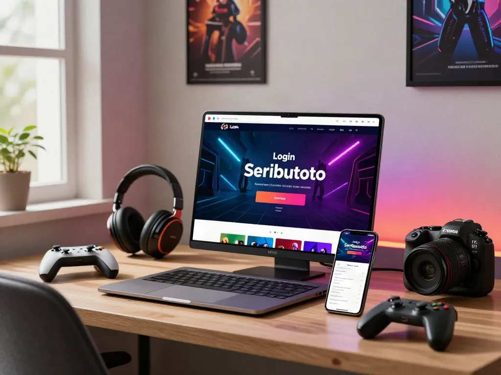 Access the game environment with Login Seributoto displayed on a vibrant digital interface.