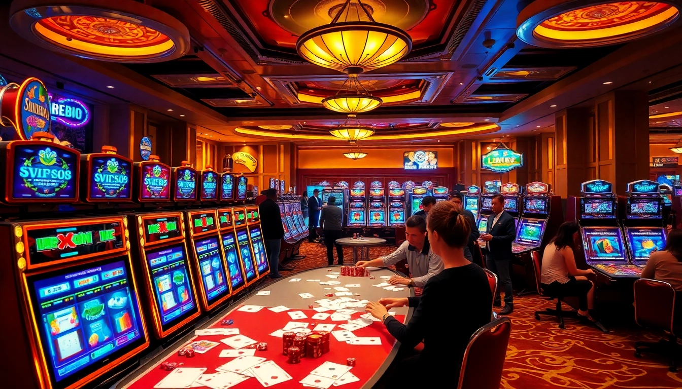 Players enjoying thrilling slot88 games in a vibrant casino atmosphere.