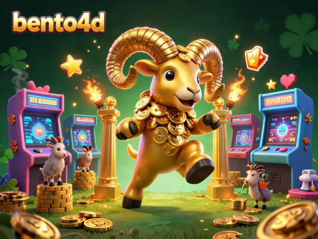 Experience high-stakes action at bento4d with vibrant arcade games and a golden RAM charging through a jackpot!
