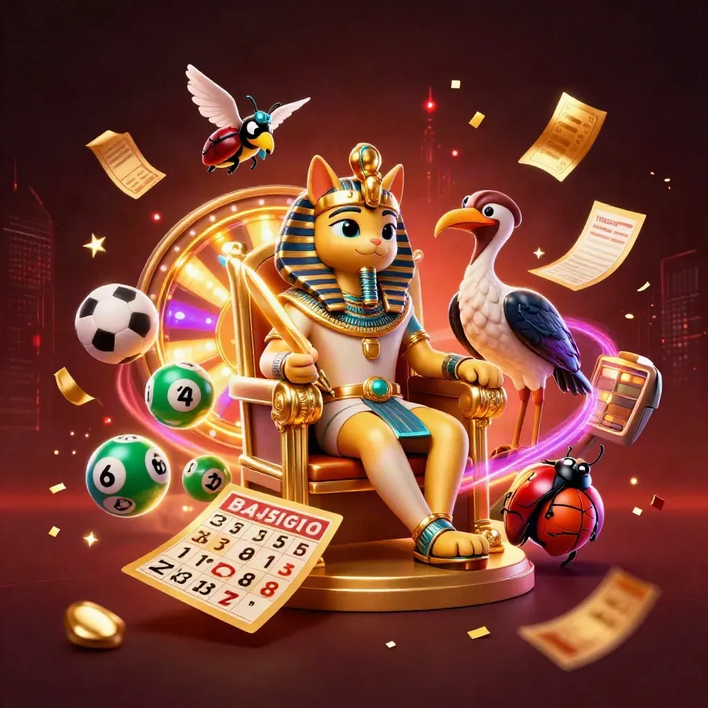Pharaoh cat, ibis scribe, dan scarab bersayap di arena kasino mewah