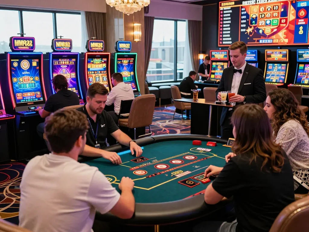 Exciting gaming experience at MM88 showcasing diverse players enjoying vibrant slot machines and engaging gameplay.