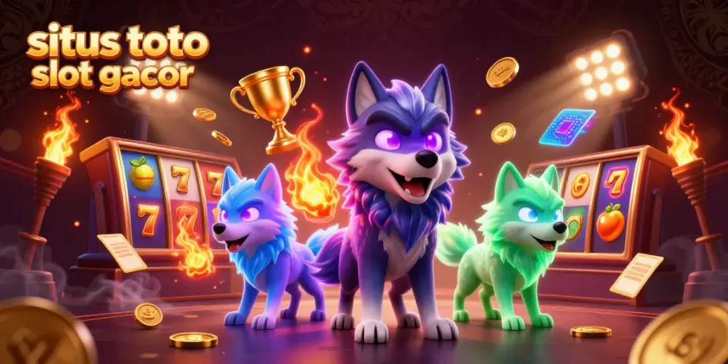 Permainan situs toto slot gacor dengan karakter wolf 3D yang menarik dalam suasana penuh keberuntungan.