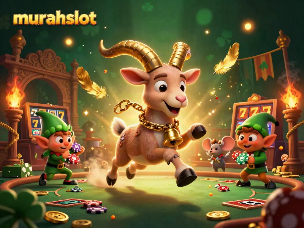 Experience the thrilling atmosphere of murahslot with a festive casino scene featuring Krampus, angels, and gremlins.