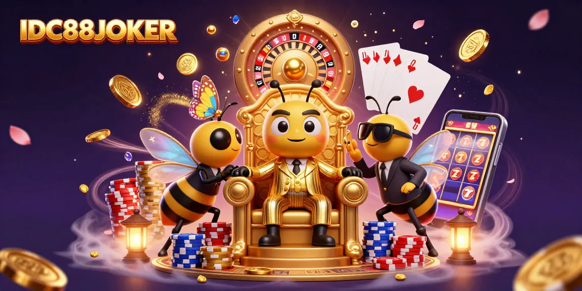 Experience thrilling wins with IDC88JOKER, a vibrant casino scene featuring dynamic game elements.
