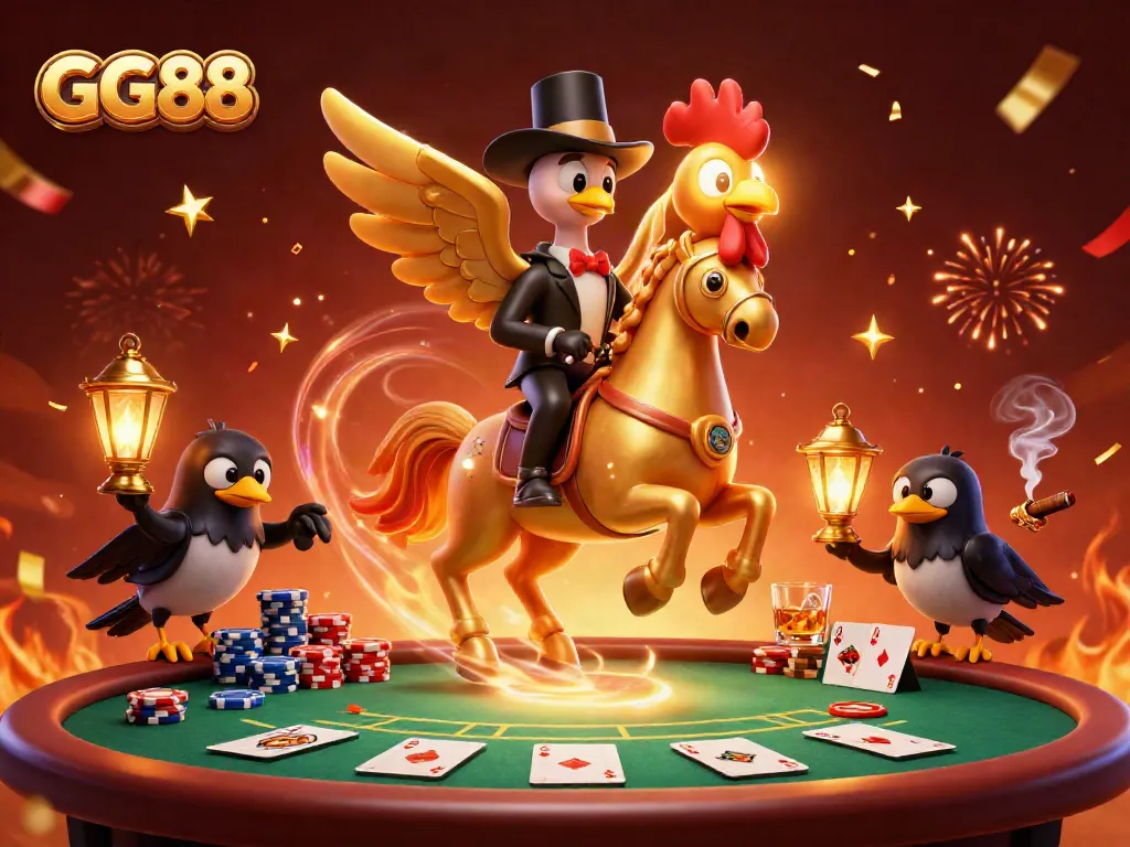 Engage with GG88 spectacularly illustrated casino scene filled with detailing and dynamic elements.