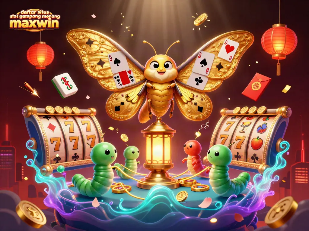 Spin the reels at daftar situs slot gampang menang maxwin, surrounded by exotic casino-themed elements in vibrant 3D.