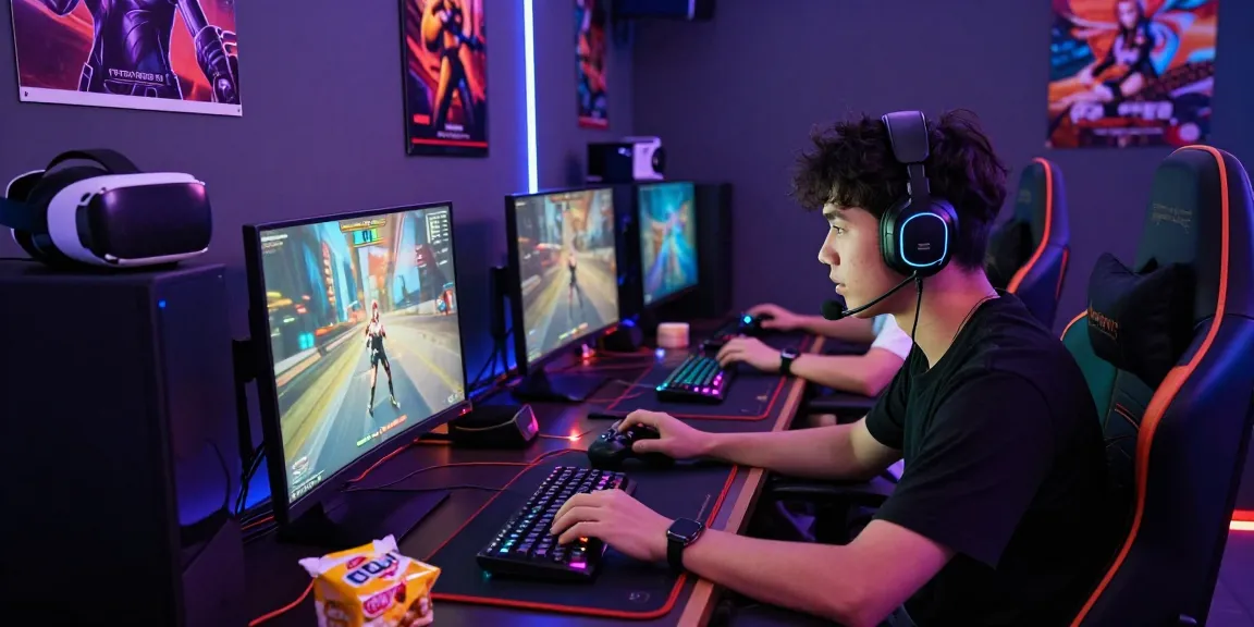Engaging tempototo online gaming scene with competitive players in immersive setup.