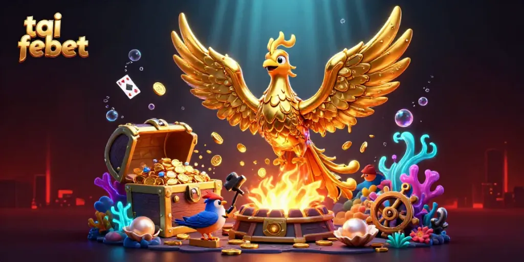 Spin to win at tai febet with golden treasures and vibrant casino elements.
