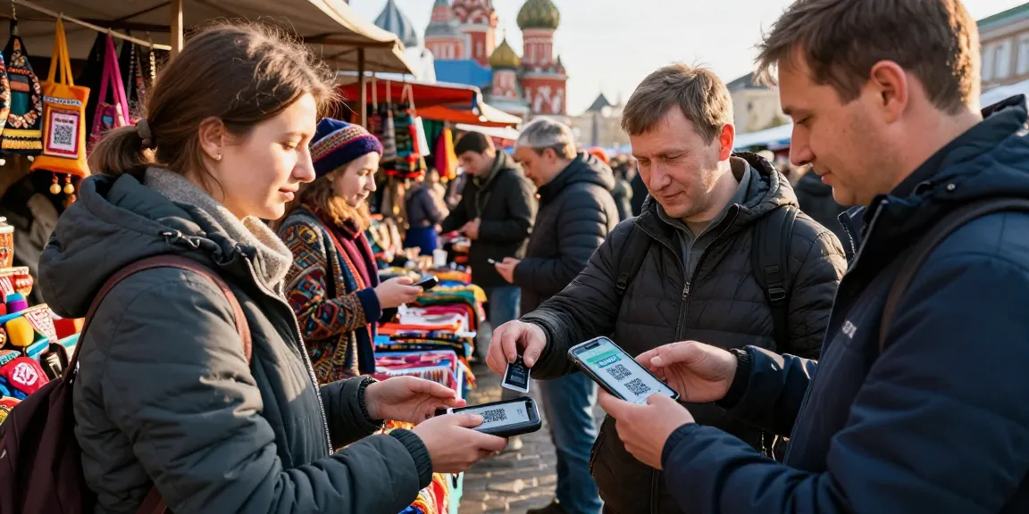 Pengunjung menggunakan https://payinrussia.com/ untuk melakukan pembayaran cepat di pasar Rusia.