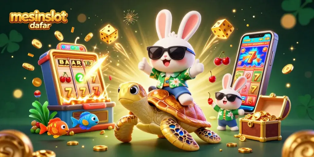 Engage with mesinslot daftar through this vibrant casino scene featuring lucky elements and thrilling atmosphere.
