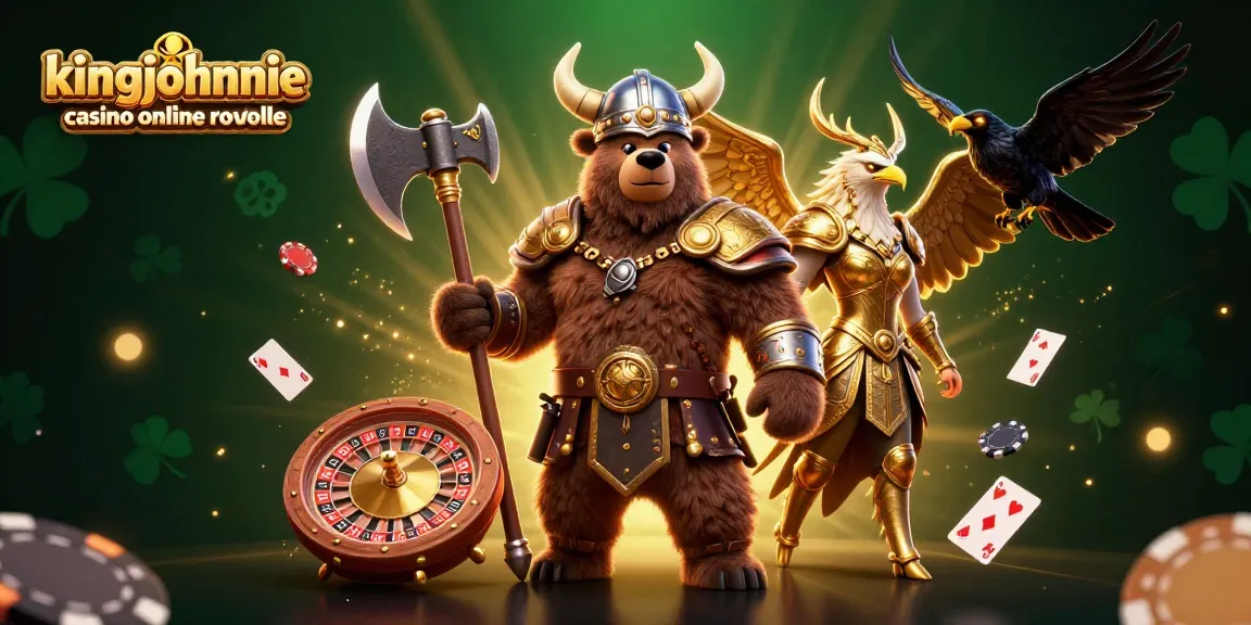 Experience the thrilling kingjohnnie casino online roulette with a Viking bear and Valkyrie characters.