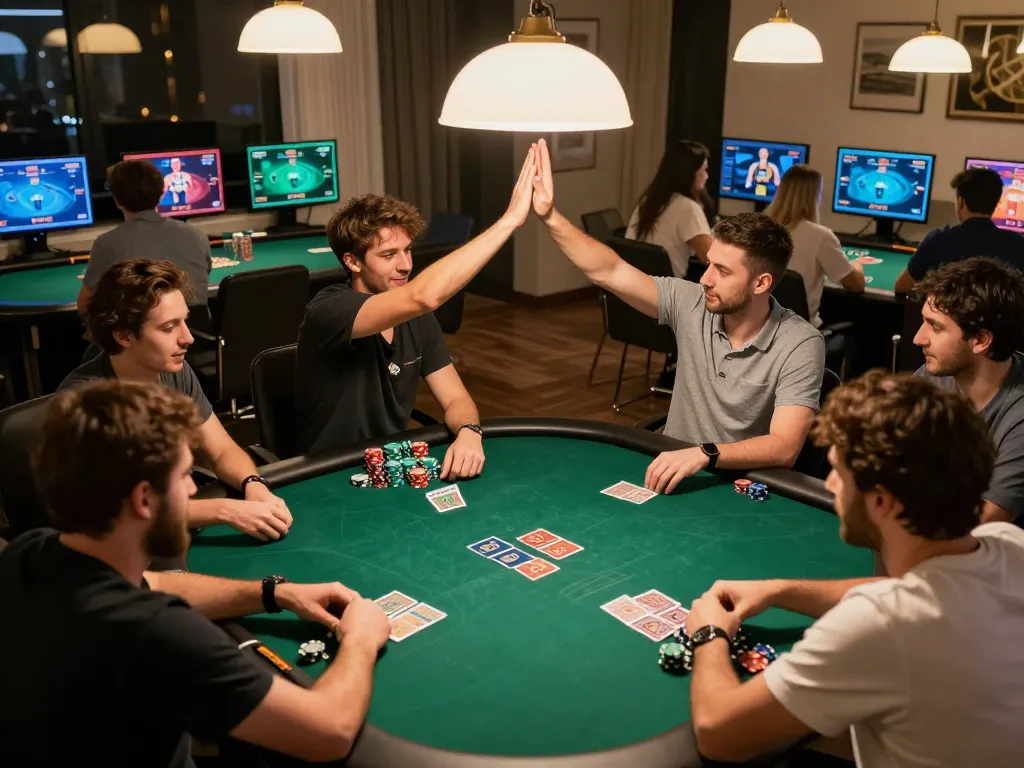 LIGALGO players engaging in an exciting online poker game, showcasing thrilling competition and strategy.