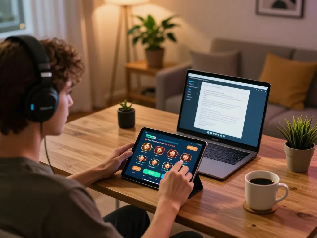 Engaging gameplay on the 789club app with a player strategizing in a cozy home setting