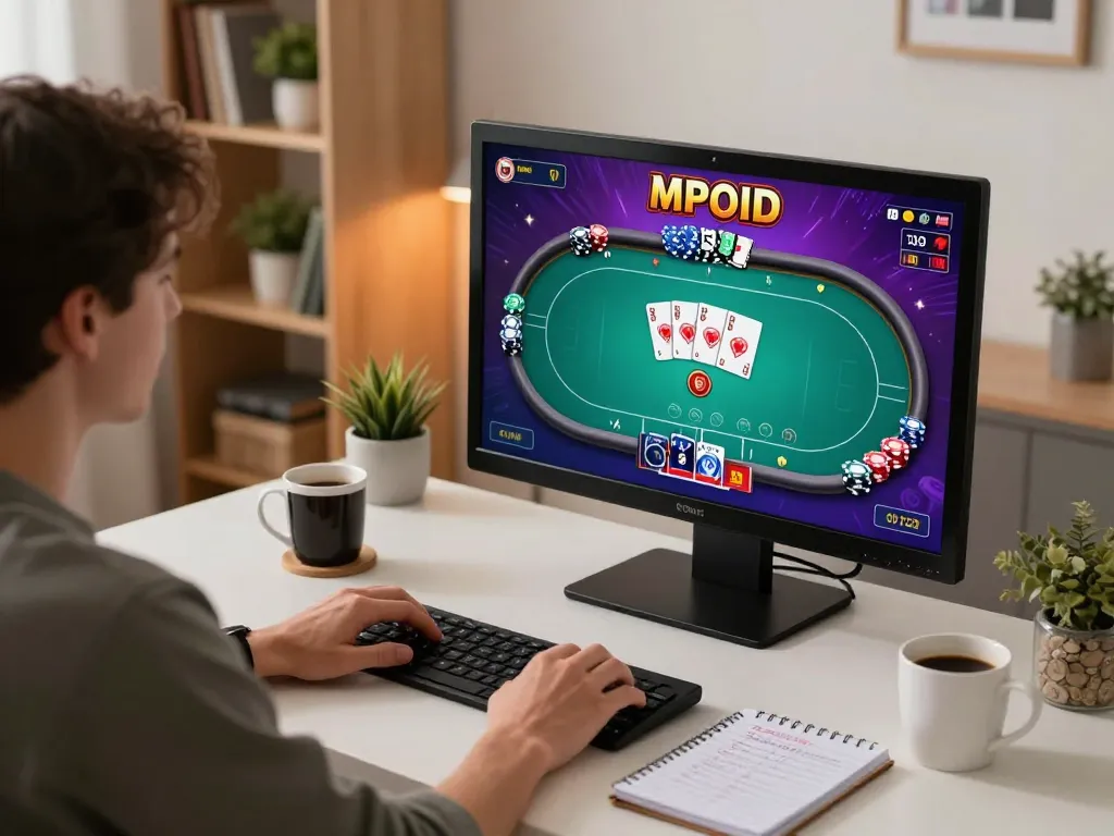 Engaging online MPOID poker game in a stylish home environment, showcasing strategy and gameplay.