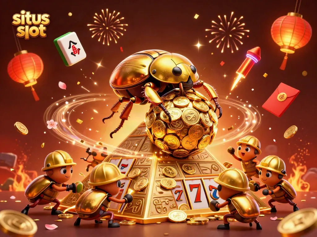 Gelar jackpot di situs slot terkemuka dengan simbol kasino dan keberuntungan yang bersinar.
