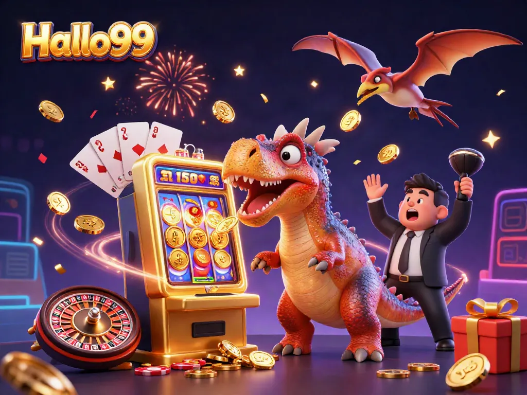 Engage with Halo99's vibrant slot gaming scene featuring dynamic cartoon characters and winning moments.