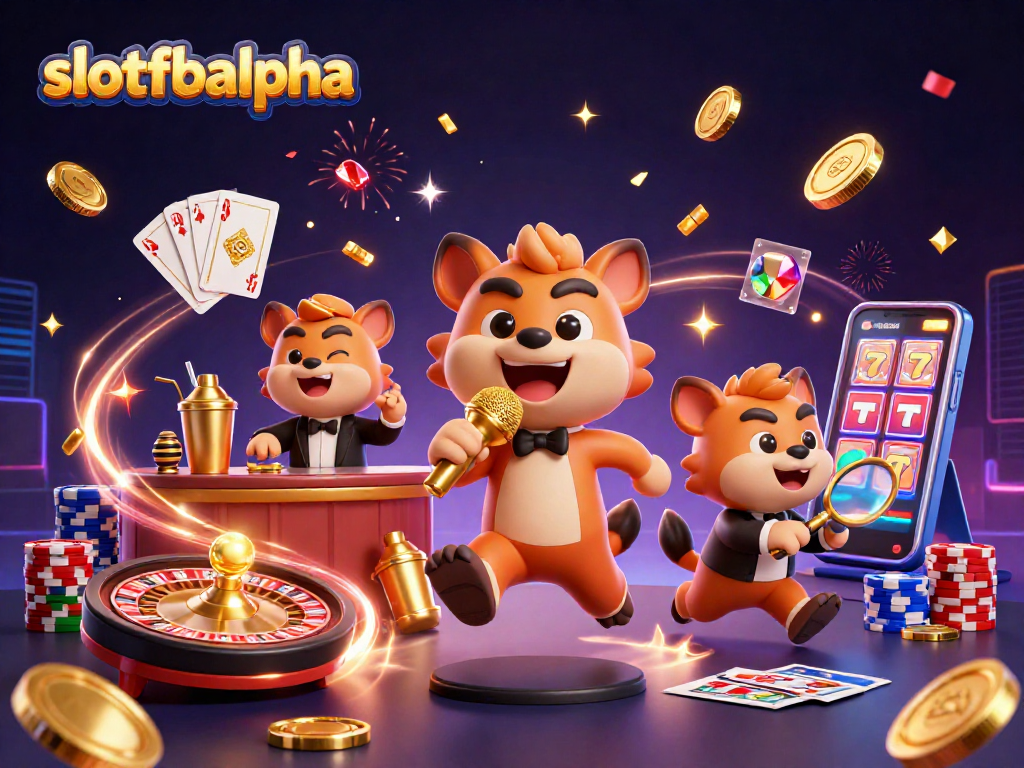 Experience fun with slotfbalpha in a lively comedy casino scene featuring hyenas.