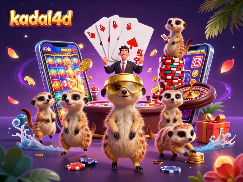 Experience the excitement of kadal4d as meerkats manage a vibrant casino environment with slot games and vibrant visuals.
