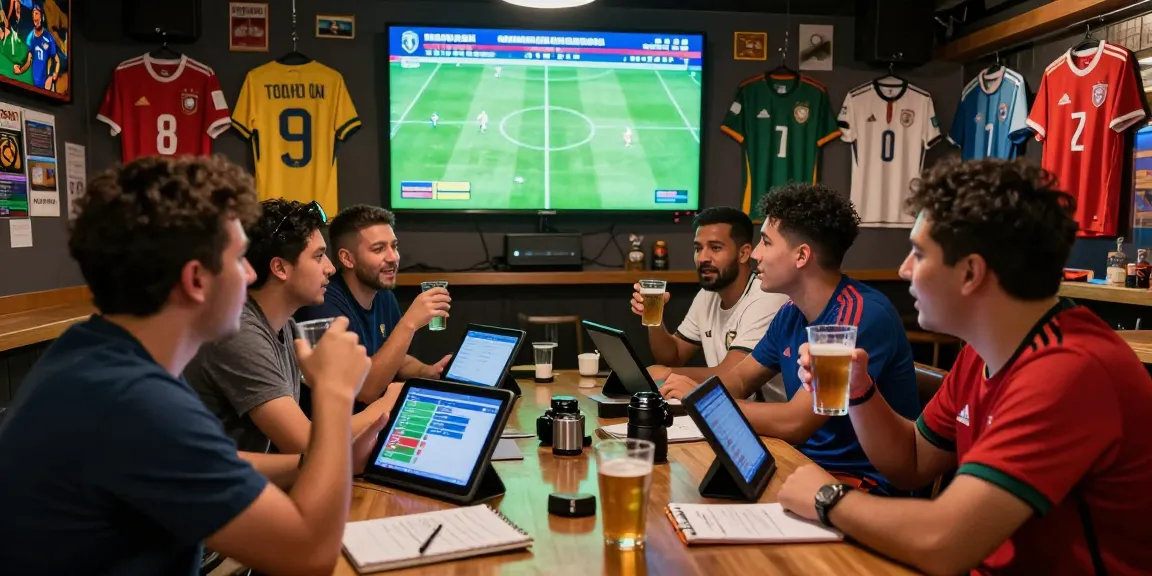 Excited fans engaging in mix parlay betting discussions during the World Cup 2026.