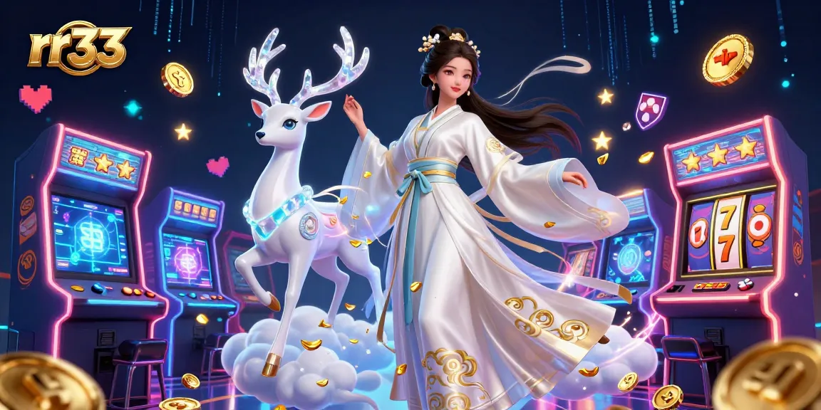Engage your luck at rr33 with a vibrant scene of gaming excitement featuring slot games and a captivating atmosphere.